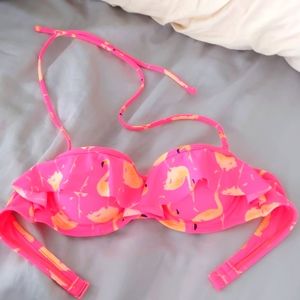 Pink flamingo underwire push up padded swim top